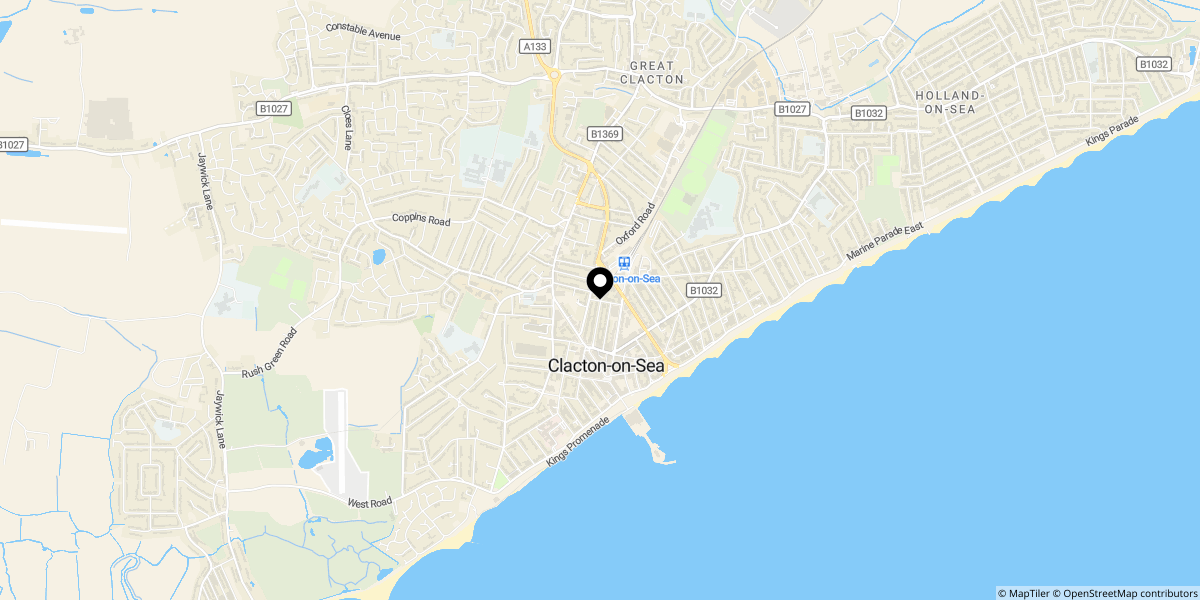 Approximate location of Carnarvon Road, Clacton-on-sea, CO15 6QB