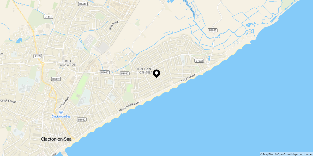 Approximate location of 6 Salisbury Court  Holland on sea CO15 5SA