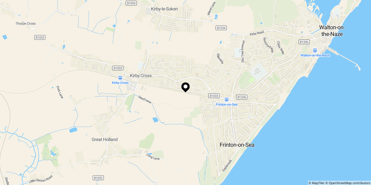 Approximate location of Sycamore Way, Kirby Cross, Frinton-on-sea, CO13 0QN