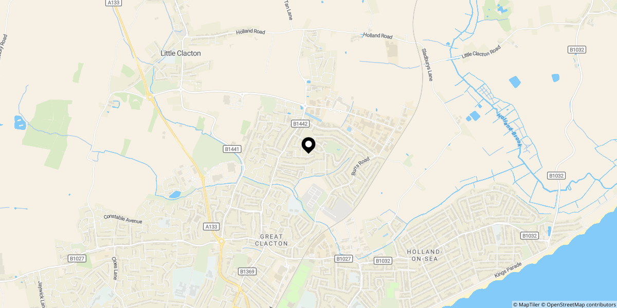 Approximate location of Shanklin Close, Clacton on Sea CO15 4PN