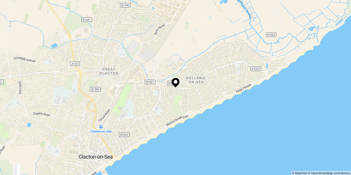 Approximate location of Barrington Gardens, Clacton on Sea CO15 5BB