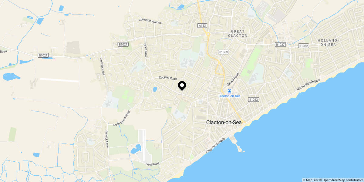 Approximate location of Victory House, Victory Road, Clacton-on-sea, CO15 3DX