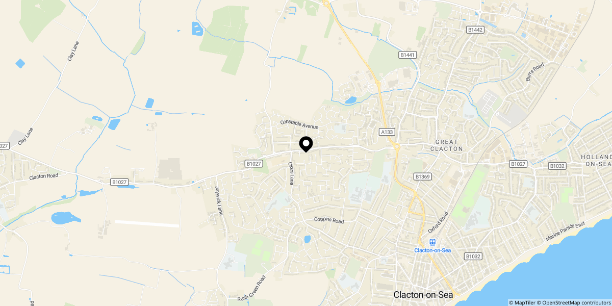 Approximate location of Flatford Drive, Clacton on Sea CO16 8AH