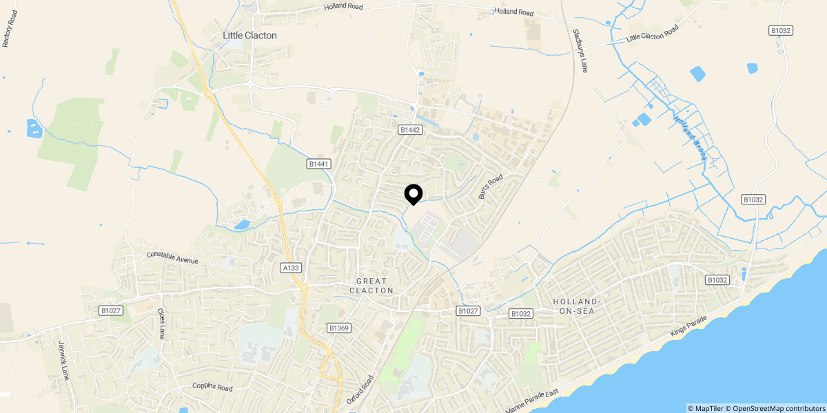 Approximate location of Highlands Grove, Clacton-on-sea, CO15 4SY