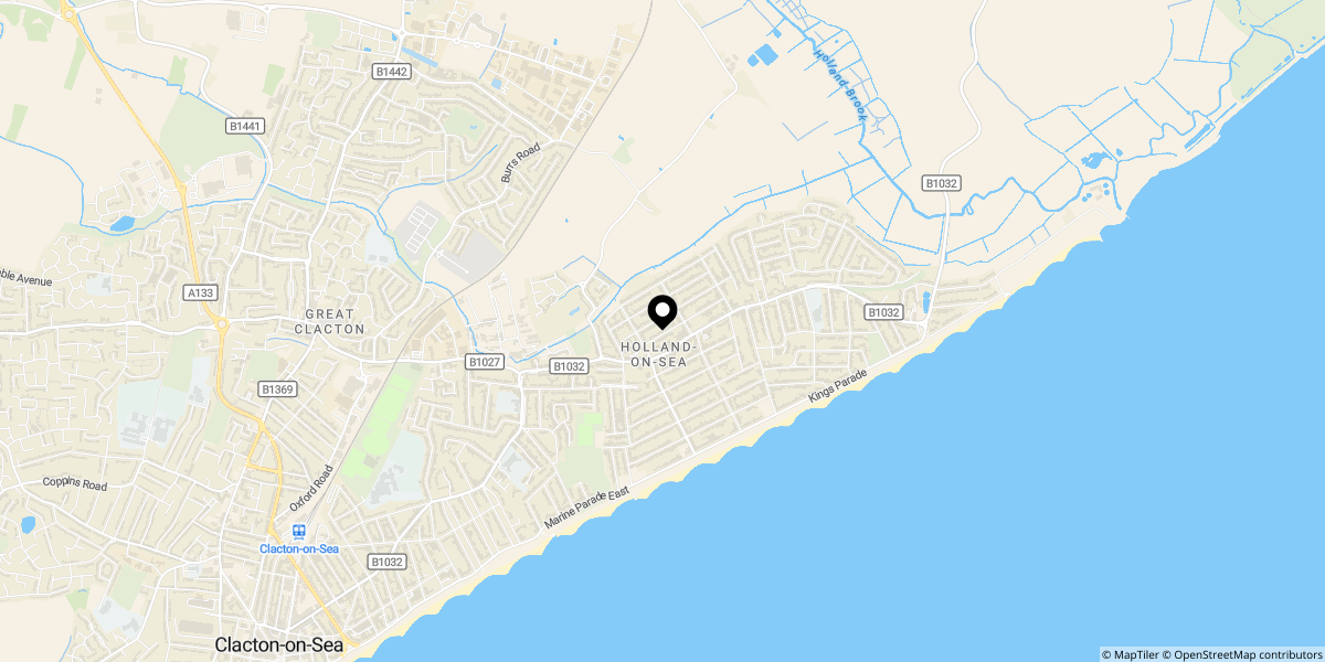 Approximate location of Chelmsford Road, Holland on Sea CO15 5DN
