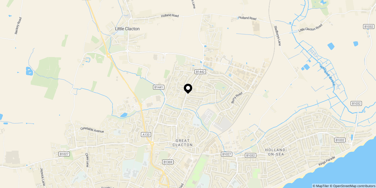 Approximate location of Chilburn Road, Clacton-on-sea, CO15 4NX