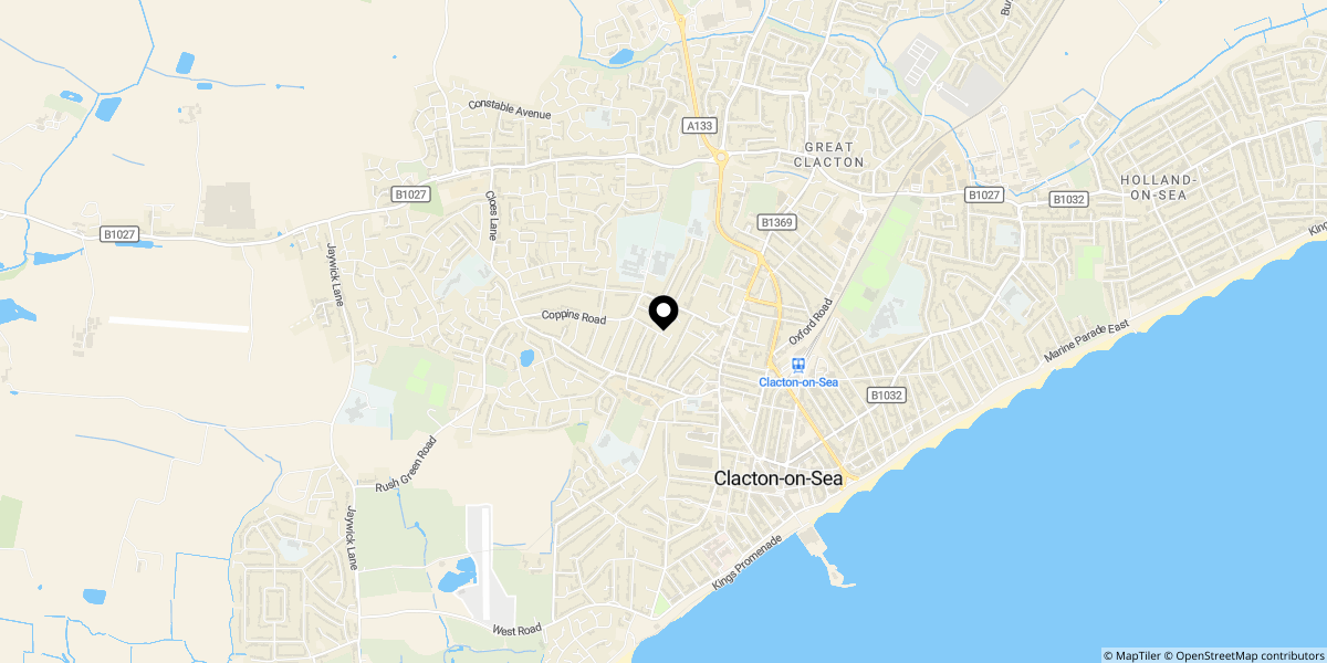 Approximate location of Carrs Road, Clacton-on-sea, CO15 3EU