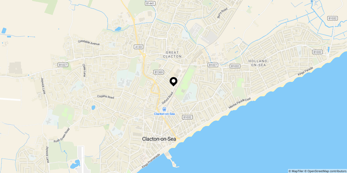 Approximate location of Cotswold Road, Clacton on Sea CO15 3RS
