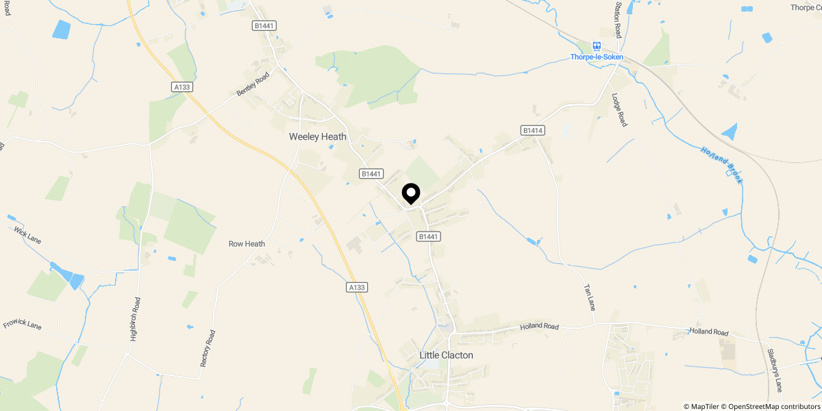 Approximate location of Springfield Meadows, Little Clacton, CO16 9EB