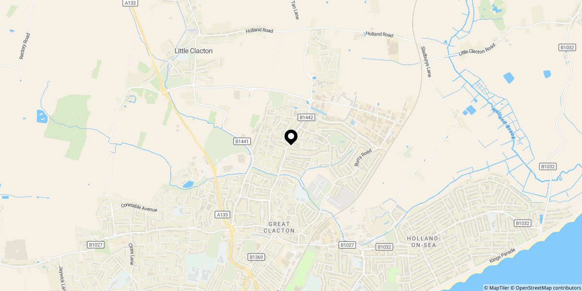 Approximate location of Rose Crescent, Clacton-on-sea, CO15 4NQ