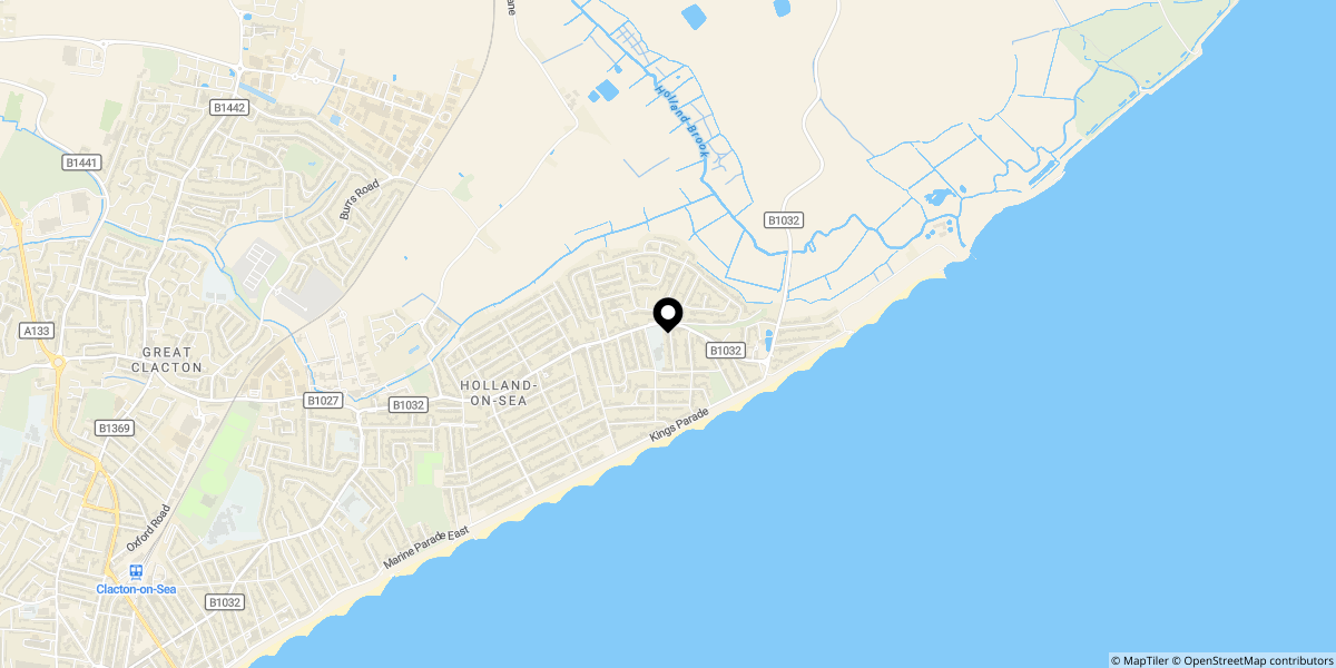 Approximate location of Frinton Road, Holland-on-Sea, Clacton-on-sea, CO15 5PW