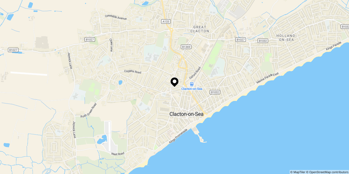Approximate location of Wellesley Road, Clacton on sea, CO15 3PL