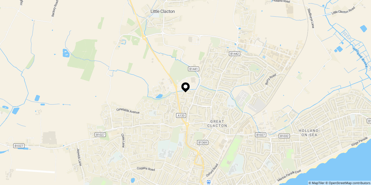 Approximate location of Sheriffs Way, Clacton-on-sea, CO15 4ET
