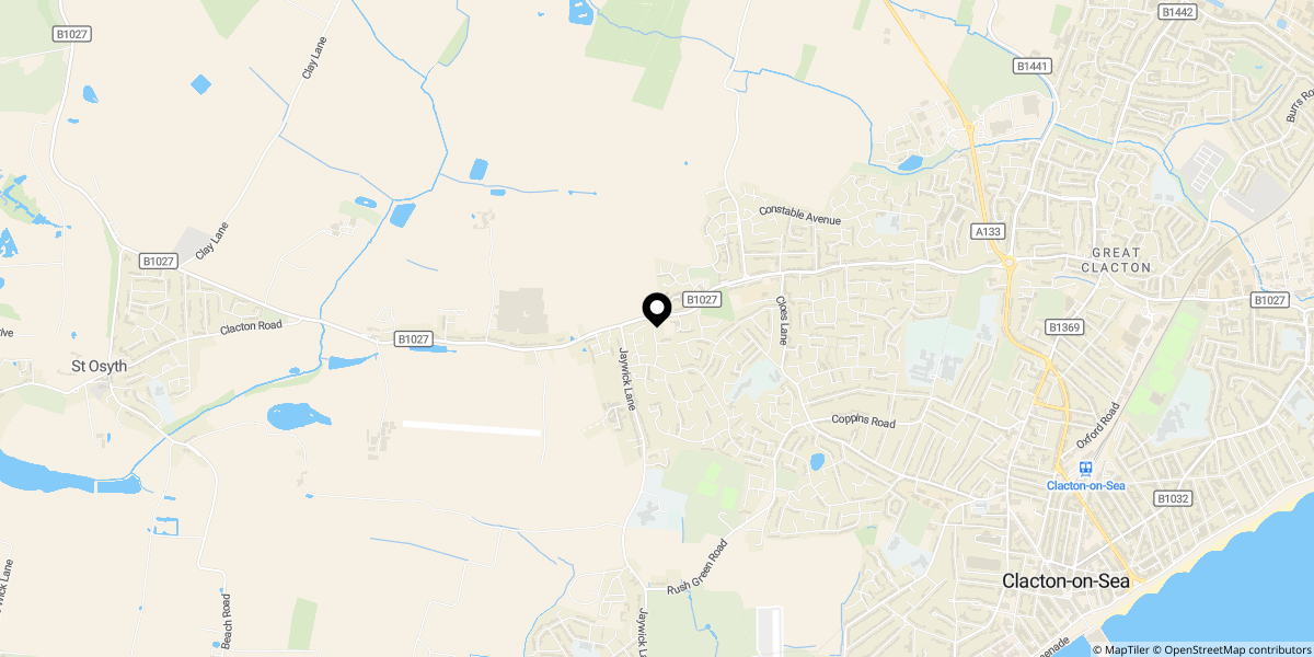 Approximate location of Plot 1 (524) St Johns Road, Clacton-on-sea, CO16 8DY